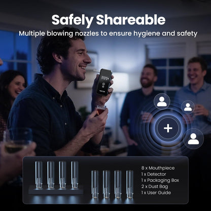 Breathalyzers - Professional-Grade Portable 0.001% BAC | 8 Mouthpieces