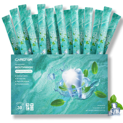 Travel Mouthwash Packets – Alcohol & Fluoride Free, Fresh Mint 30-Pack