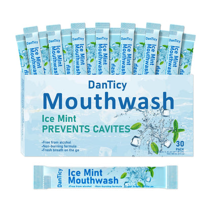 Alcohol-Free Mouthwash Travel Size – Ice Mint, 30-Count Pack