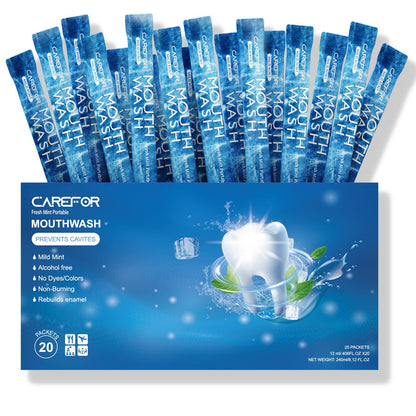 Mouthwash Travel Size ICY Mint – Alcohol-Free On-The-Go Pack (0.41 Fl Oz x 20)