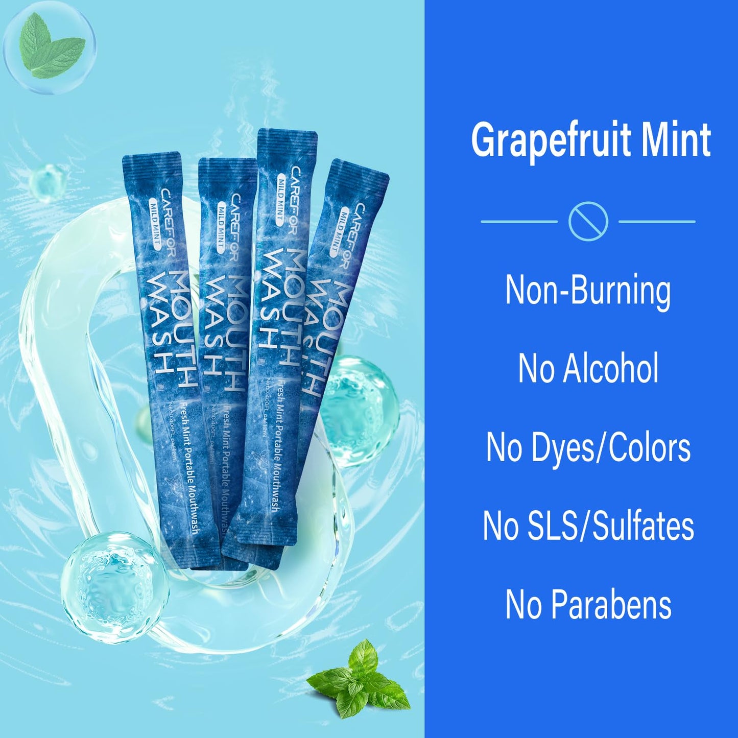 Mouthwash Travel Size ICY Mint – Alcohol-Free On-The-Go Pack (0.41 Fl Oz x 20)