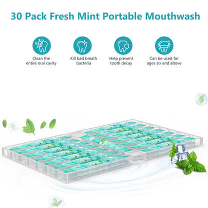 Travel Size Mouthwash Pack of 20 – Alcohol & Fluoride Free Fresh Mint Strips