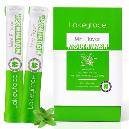 Mouthwash Travel Pack – 30 Packets, Alcohol-Free, TSA Approved, Mint 11ml Each