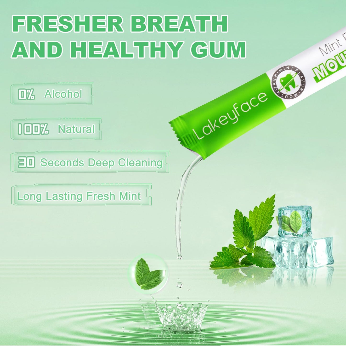 Mouthwash Travel Pack – 30 Packets, Alcohol-Free, TSA Approved, Mint 11ml Each