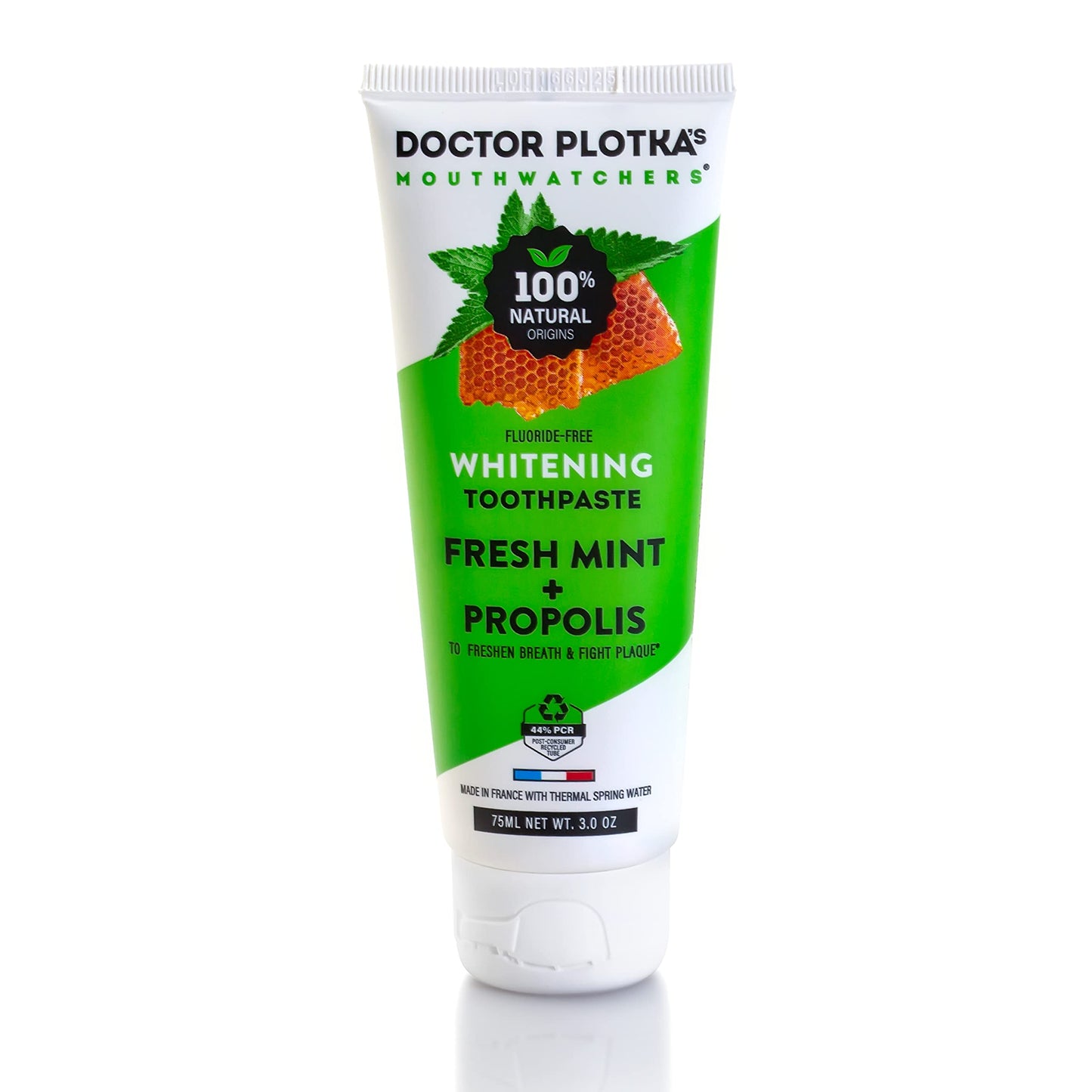 Mouthwatchers Whitening Fluoride-Free Toothpaste – Natural Mint Propolis (3 oz) | Dr. Plotka's