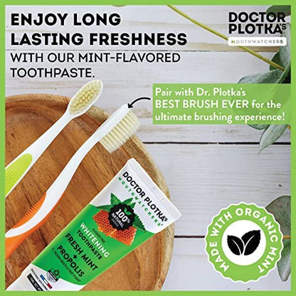 Mouthwatchers Whitening Fluoride-Free Toothpaste – Natural Mint Propolis (3 oz) | Dr. Plotka's