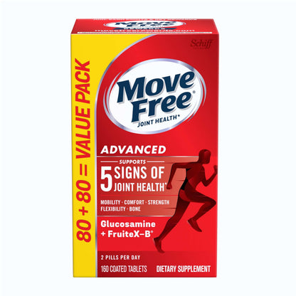 Move Free Advanced Glucosamine Chondroitin + Calcium Fructoborate Joint Support - 160 Tablets (80 Servings)
