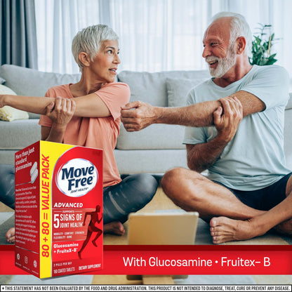 Move Free Advanced Glucosamine Chondroitin + Calcium Fructoborate Joint Support - 160 Tablets (80 Servings)