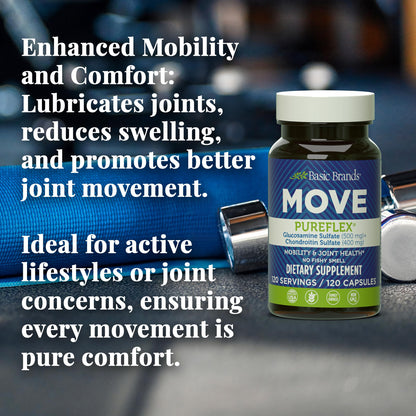 Move Pureflex Glucosamine Chondroitin – Joint Support Supplement (120 Capsules, 2-Pack)