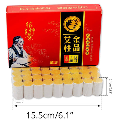 10-Years Purity 60:1 Moxa Sticks & Patches — 54 Sticks + 12 Patches, Pure Wormwood Moxa Set