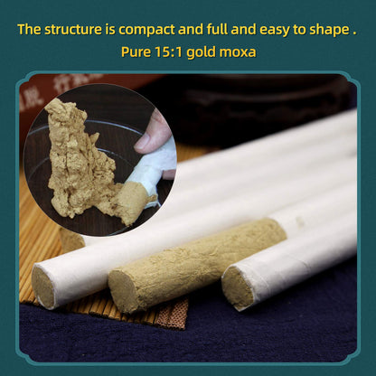 10PCS Box Chinese Moxa Sticks 15:1 3-Year Chen High Purity Moxibustion Roll (艾灸条)