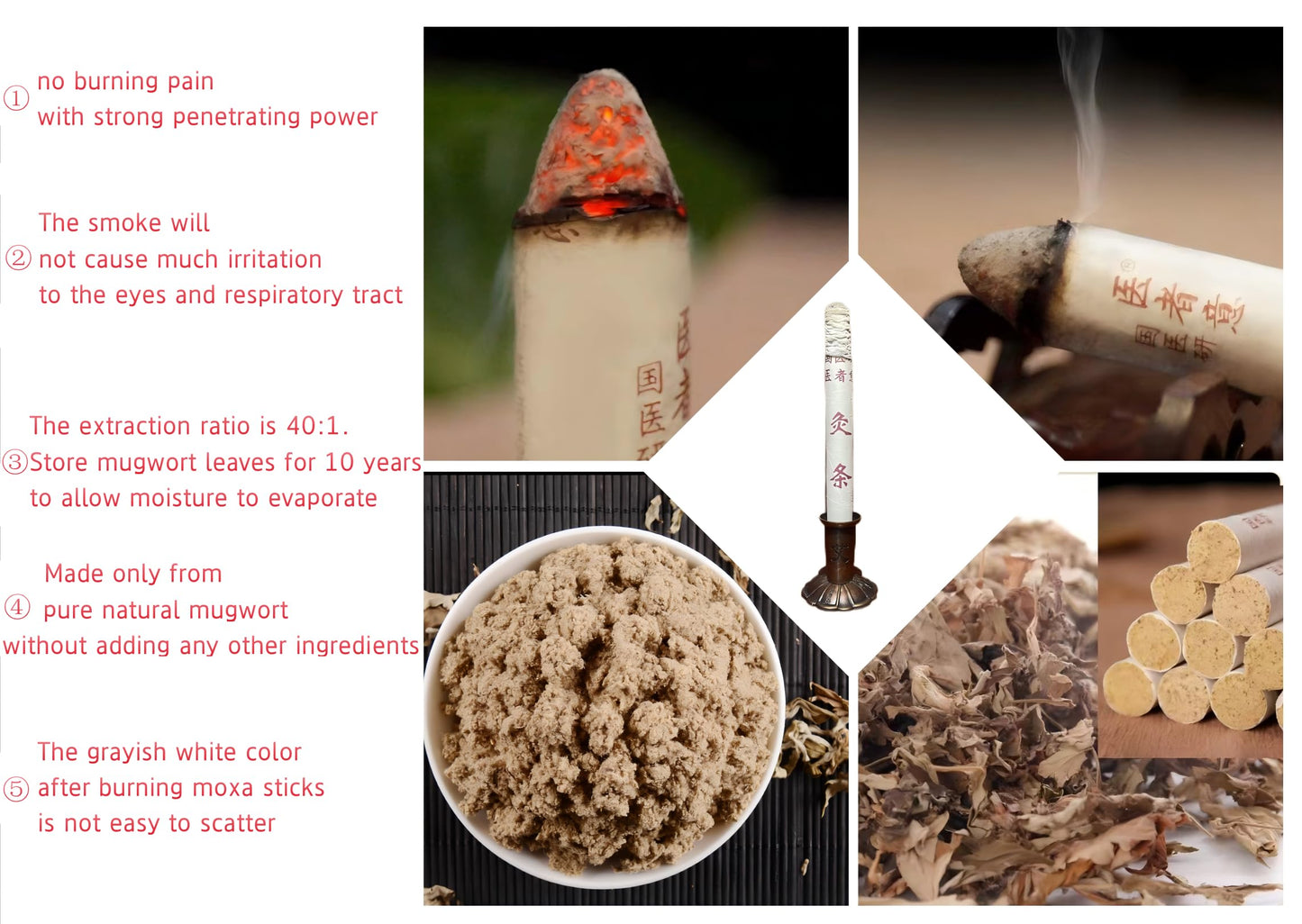 Moxa Sticks for Moxibustion – Pure Mugwort (20:1), 10 Rolls