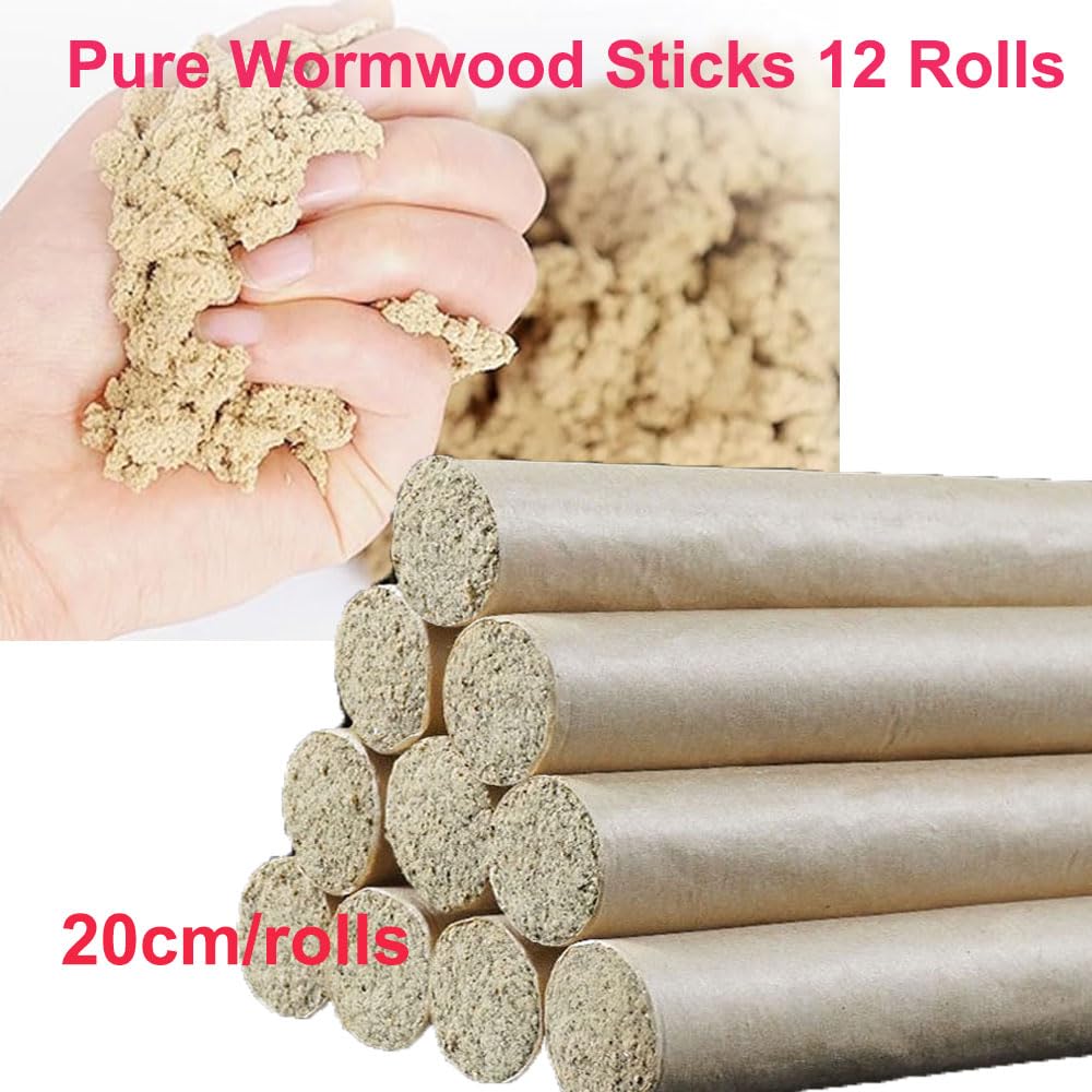 12 Rolls Moxa Stick for Moxibustion – 50:1 Extraction, Chen Mugwort, 20cm