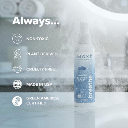 MOXE Breathe Shower Mist – Eucalyptus & Peppermint, 4 oz, USA