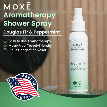 MOXE Aromatherapy Shower Spray | Douglas Fir & Peppermint, Made in USA, 4 oz