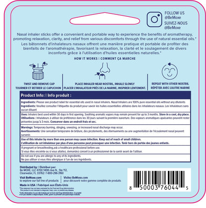MOXĒ Dream Nasal Inhaler – Calming Essential Oil Blend for Sleep (Lavender, Chamomile, Lemongrass, Grapefruit) – USA Made (3 Pack)
