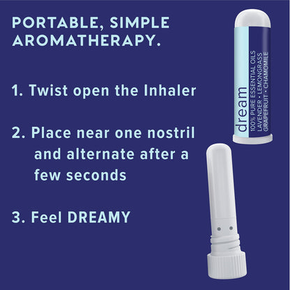 MOXĒ Dream Nasal Inhaler – Calming Essential Oil Blend for Sleep (Lavender, Chamomile, Lemongrass, Grapefruit) – USA Made (3 Pack)