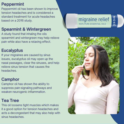 MOXE Migraine Relief Nasal Inhalers – Portable Pure Essential Oils (3 Pack)