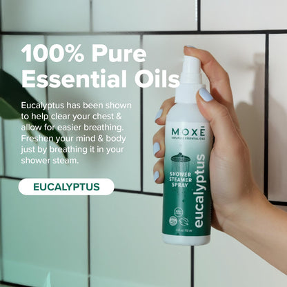 MOXE Eucalyptus Shower Mist – 100% Essential Oils, Made in USA, Aromatherapy for Sinus Relief (8oz)
