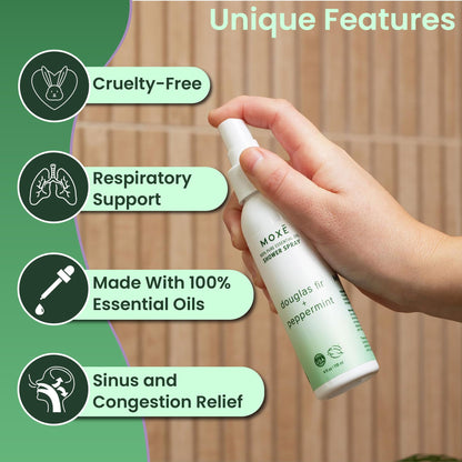 MOXE Aromatherapy Shower Spray | Douglas Fir & Peppermint, Made in USA, 4 oz