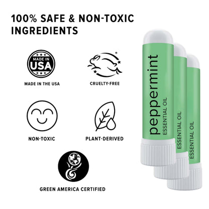 MOXĒ Peppermint Essential Oil Nasal Inhaler – Pure, No-Mess Aromatherapy (3 Pack)