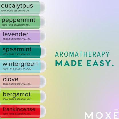 MOXĒ Nasal Inhalers Bundle – 8 Pure Essential Oils, Therapeutic Grade, Portable Aromatherapy, Made in USA