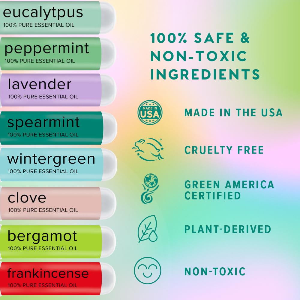MOXĒ Nasal Inhalers Bundle – 8 Pure Essential Oils, Therapeutic Grade, Portable Aromatherapy, Made in USA
