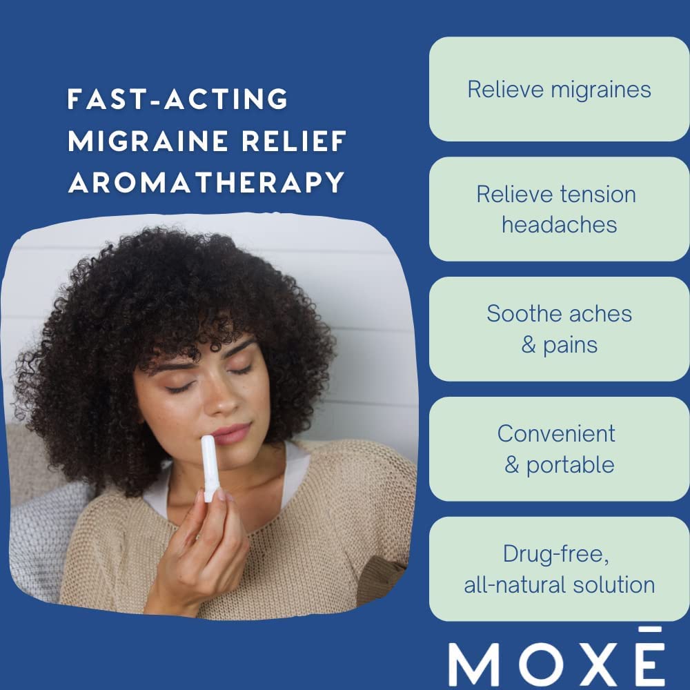 MOXE Migraine Relief Nasal Inhalers – Portable Pure Essential Oils (3 Pack)