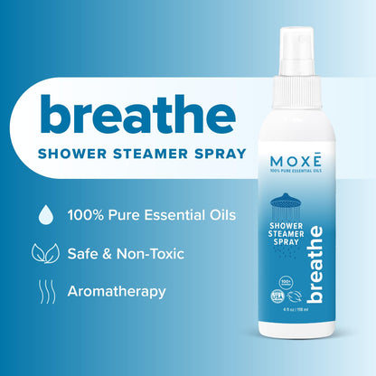 MOXE Shower Mist Breathe – Aromatherapy Shower Spray with Eucalyptus & Peppermint (4 Fl Oz, Pack of 2)