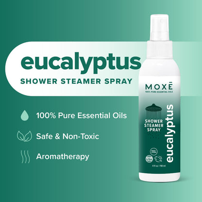 MOXE Shower Mist – Spa Steam Spray with Lavender & Eucalyptus (4 fl oz x 2)