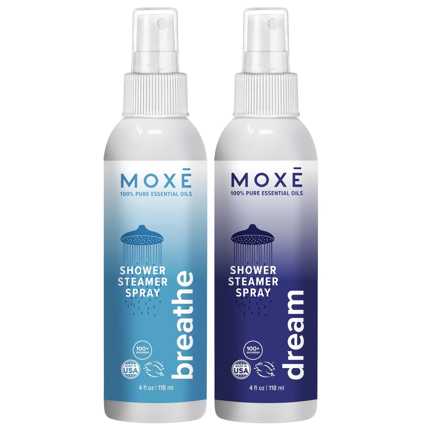 MOXE Shower Steamer Spray – Breathe & Dream Essential Oils, Made in USA (4 oz, 2 Pack)