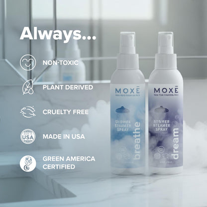 MOXE Shower Steamer Spray – Breathe & Dream Essential Oils, Made in USA (4 oz, 2 Pack)