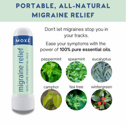 MOXE Migraine Relief Nasal Inhalers – Portable Pure Essential Oils (3 Pack)