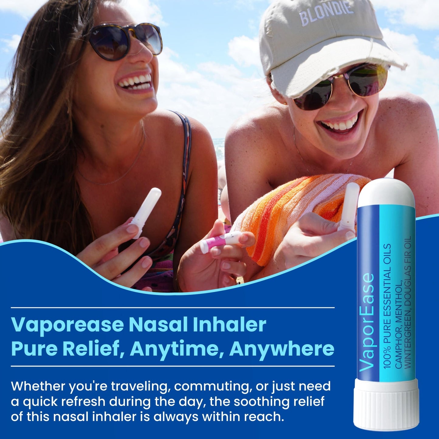 MOXE VaporEase Portable Nasal Inhaler – Non-Medicated, Menthol Scent, Made in USA (3 Pack)