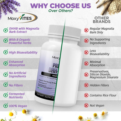 MoxyVites DHH-B: Bioactive Honokiol Magnolia Bark Extract – 60 Vegan Capsules