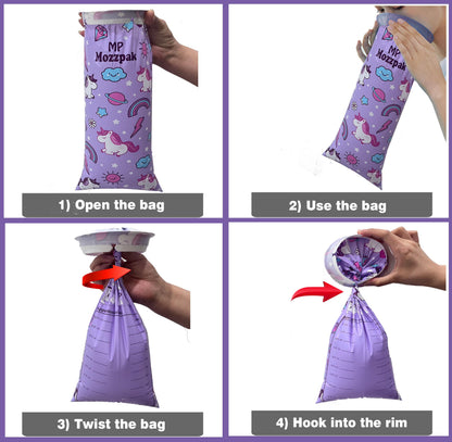 MP Mozzpak Unicorn Kids Vomit Bags (35-Pack) - Leak-Proof Emesis Bags for Travel