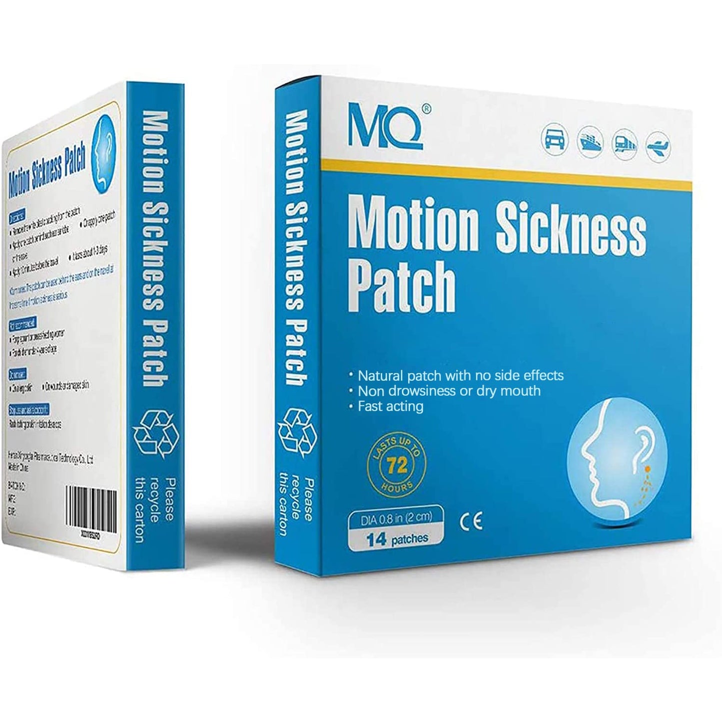 MQ 42ct Motion Sickness Patches – Non-Drowsy, Waterproof, 72h