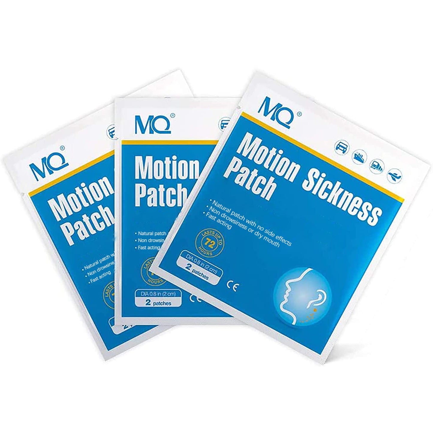 MQ 42ct Motion Sickness Patches – Non-Drowsy, Waterproof, 72h