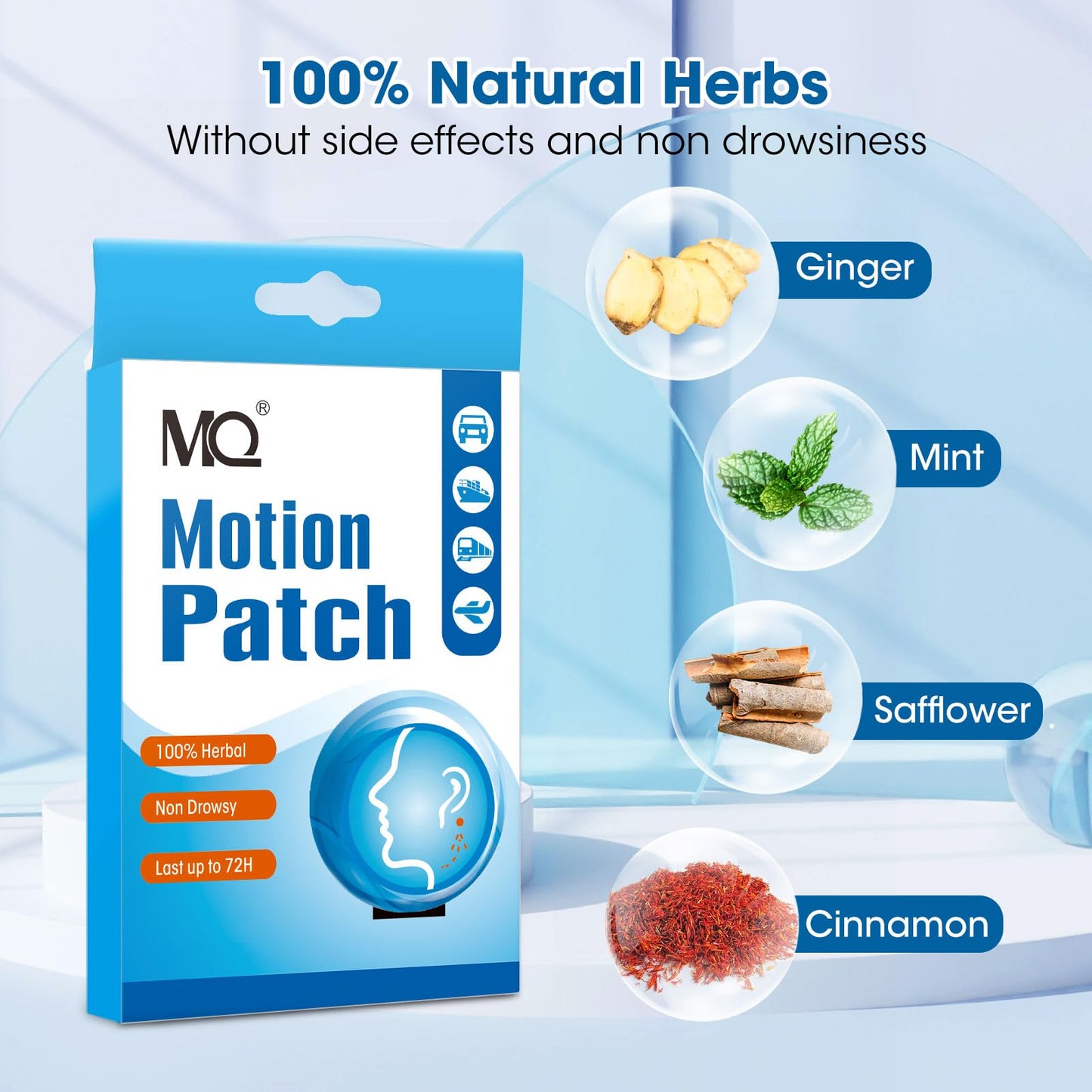 MQ Motion Sickness Patch – 60 Count, Fast-Acting Travel Patches