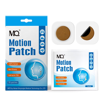 MQ Motion Sickness Patch – Non-Drowsy, 20 Count, Fast-Acting, 72H Travel Patches Behind Ear