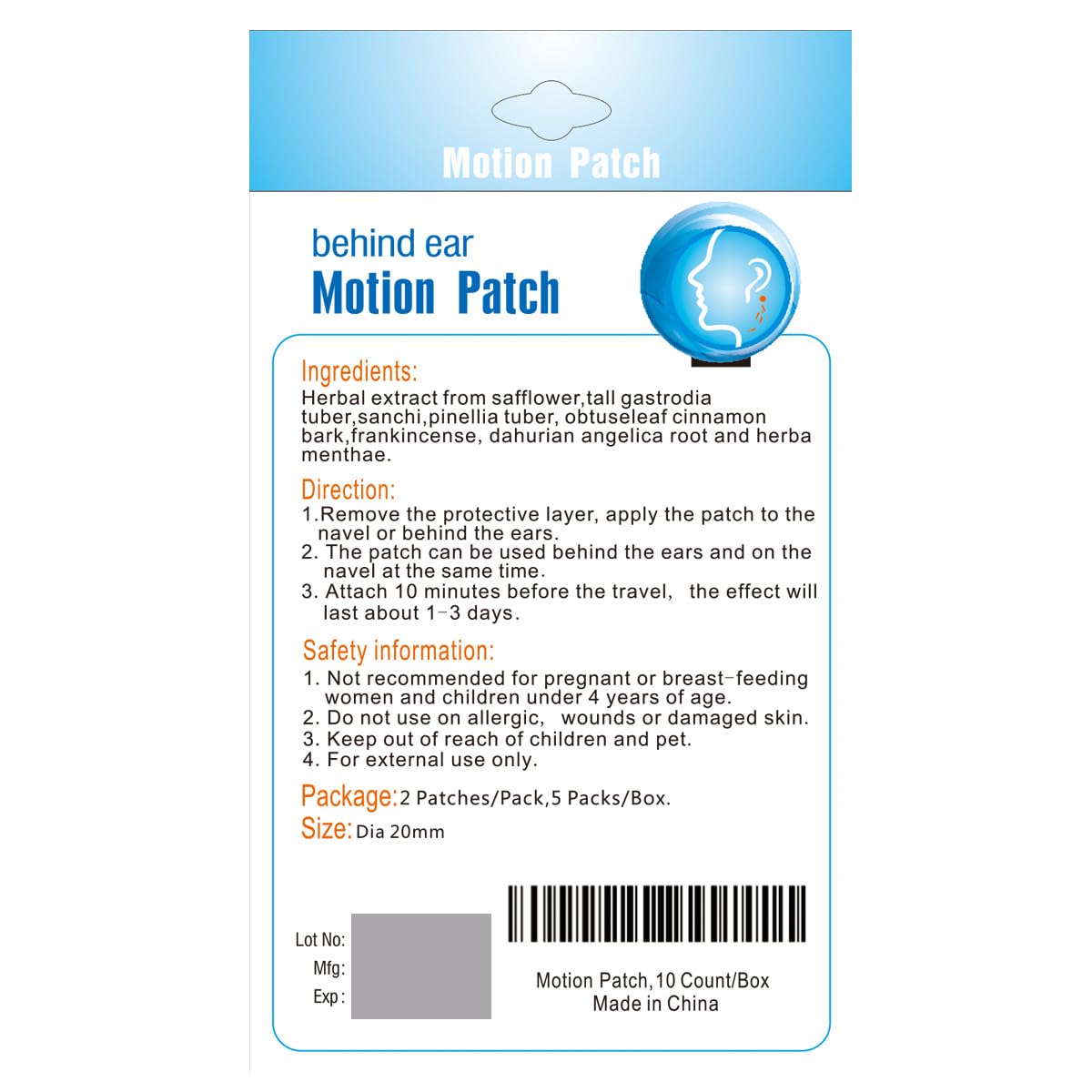 MQ Motion Sickness Patch (30 Count) - Non-Drowsy Behind-Ear Patches for Cruise, Car, Flight | Fast Acting & 72H Lasting