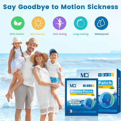 MQ Motion Sickness Patches 20ct – Non-Drowsy, Waterproof, 72H Lasting Travel Patches