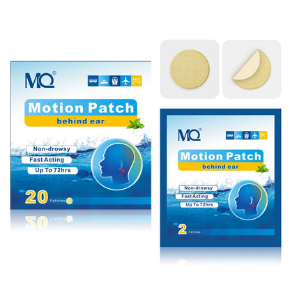 MQ Motion Sickness Patches 20ct – Non-Drowsy, Waterproof, 72H Lasting Travel Patches