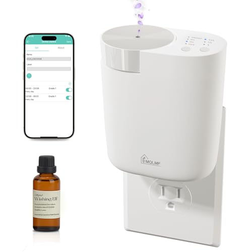 MQLMF Wall Plug-in Diffuser – Waterless, Bluetooth App, 800 Sq Ft, White