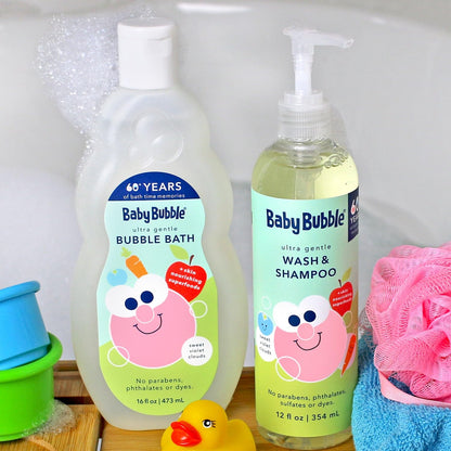 Mr. Bubble Baby Bubble Ultra Gentle Body Wash & Shampoo – Sweet Violet Clouds Scent, 12 oz (Pack of 3)