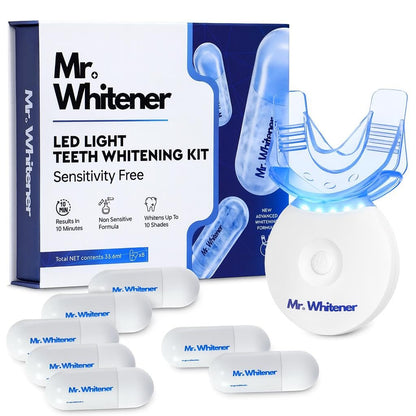 Mr. Whitener LED Teeth Whitening Kit – Dentists Recommended, Enamel Safe, Sensitive Teeth, 8 Refill Pods (33.6ml)