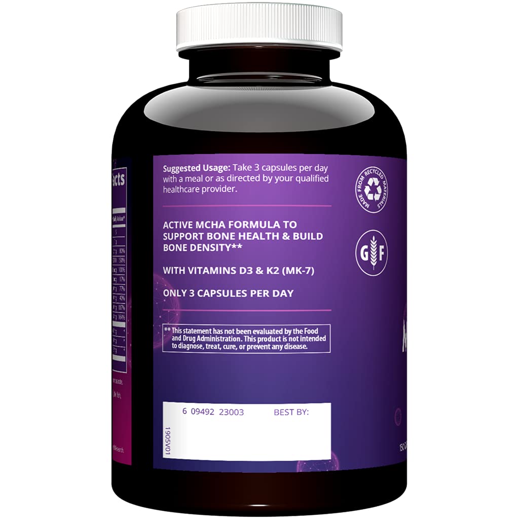 MRM Bone Maximizer III: MCHA + Vitamin D3 & K2 | High-Potency Bone Health | 50 Servings