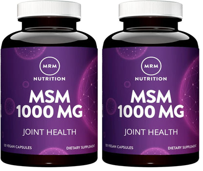 MRM Nutrition MSM 1000mg | Methyl-sulfonyl-Methane Capsules | Joint Health | Hair + Skin + Nails | Bioavailable Form of Sulfur | Gluten-Free + Vegan | 120 Servings (Pack of 2)