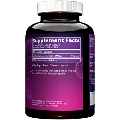 MRM Nutrition MSM 1000mg | Methyl-sulfonyl-Methane Capsules | Joint Health | Hair + Skin + Nails | Bioavailable Form of Sulfur | Gluten-Free + Vegan | 120 Servings (Pack of 2)
