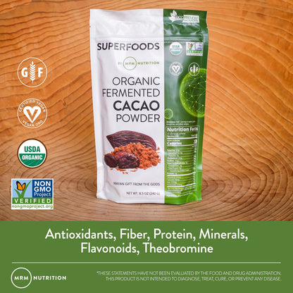 MRM Nutrition Organic Fermented Cacao Powder – Gluten Free & Vegan | 43 Servings